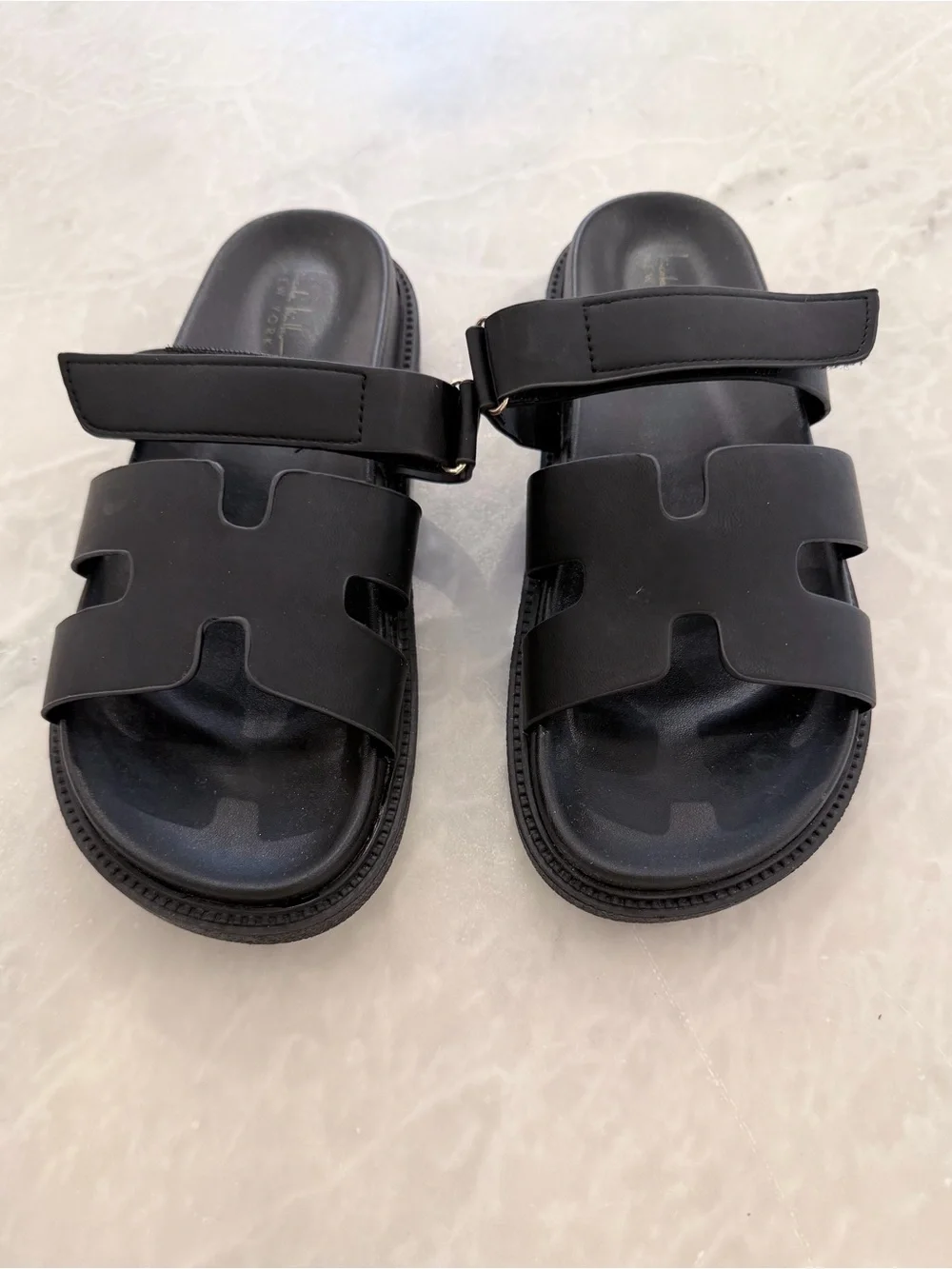 Nicole Miller Black Women’s Slide Sandal with Dual Straps